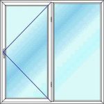 قیمت پنجره دوجداره upvc با ابعاد فرضی ۱۶۰سانتی‌ متر عرض دو لنگه