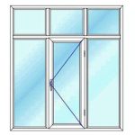 قیمت پنجره دو جداره upvc سه لنگه کتیبه دار، وسط بازشو و تک حالته