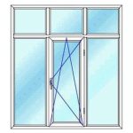 قیمت پنجره دو جداره یو پی وی سی سه لنگه کتیبه دار وسط بازشوی دو حالته