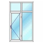 قیمت پنجره دو جداره UPVC دو لنگه، تک لنگه بازشوی تک حالته با کتیبه